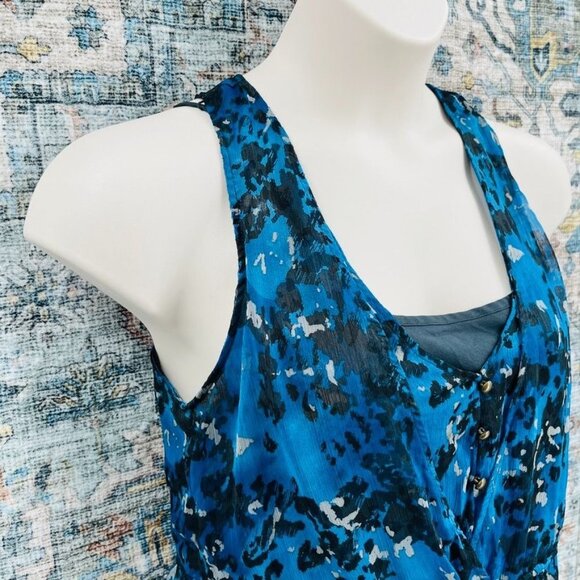 Converse One Star Blue Mini Dress Size M Ruffle Hem Tie Waist Sleeveless - Picture 3 of 11